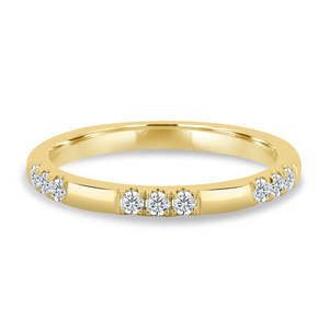 Joyería fina Juego de bisel de corte redondo Anillo de diamante pavimentado agrupado cultivado en laboratorio Banda de eternidad de boda en oro amarillo Joyería cultivada en laboratorio - Product Image 1