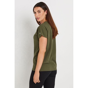 Camiseta sencilla de cuello redondo para mujer, camiseta de manga corta para el día a día, ropa informal de moda, venta al por mayor - Product Image 4
