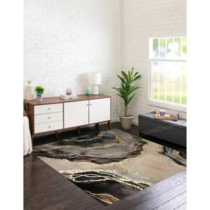 Tapis imprimé marbre doré - Décoration d'intérieur moderne, luxueuse et élégante, tapis en velours de luxe - Product Image 4