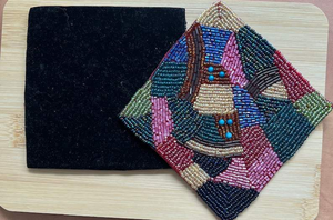 Sous-verres en perles colorées vintage uniques avec sac de rangement décoratif pour café et thé cloches - Product Image 2