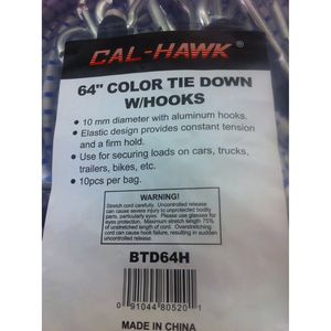 10 correas elásticas de alta resistencia de 64 pulgadas con ganchos, marca CAL HAWK - Product Image 1
