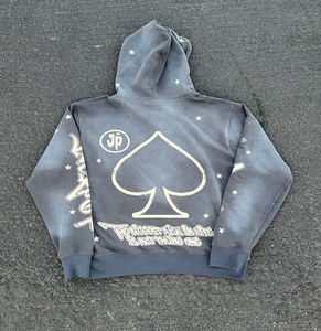 Sudadera con capucha personalizada para hombre, Jersey personalizado con puños acanalados, dobladillo DTG DTF, Impresión de diamantes de imitación, opciones de logotipo, etiquetas personalizadas, embalaje - Product Image 2