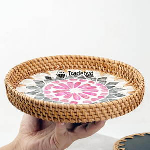 Bandeja de Ratán Moderna Hecha a Mano, Elegante Bandeja para Servir en la Mesa, Decoración Ecológica para el Hogar, Calidad Premium, Móvil, Tradebyd - Product Image 3