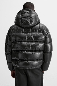 Veste matelassée 100% rembourrage en plumes avec capuche réglable, poignets élastiques, fermeture éclair et plusieurs poches, vestes d'hiver pour hommes pour l'extérieur - Product Image 2