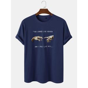 เสื้อยืดพิมพ์ลายเห็ดสีดำแบบลำลองของผู้ชายเสื้อยืดผ้าฝ้ายแขนสั้นลำลองออกแบบได้ตามที่ต้องการ