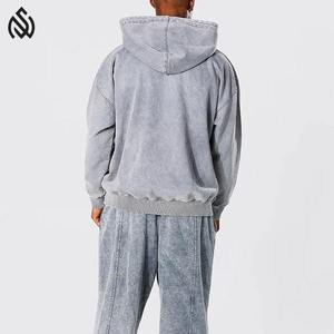 Meilleur prix de gros sur Logo personnalisé Sweat à capuche pour homme délavé à l'acide surdimensionné léger avec col à capuche pour la saison hivernale - Product Image 2
