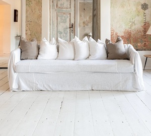 Rustic Boho-Natural Linen Sofa Slipcover Washable Linen Coverlet for <b>Bed</b> and Sectional Couch for Bedroom - Product Image 2