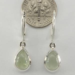 Pendientes colgantes de gota de pera verde Prehnita lágrima Leverback pendientes de plata de ley 925 para mujeres y niñas en boda - Product Image 3