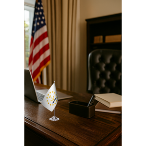 Drapeau de bureau personnalisé de l'État de Rhode Island 3x5 pieds, impression numérique, matériaux nylon et polyester, fanion en aluminium et fibre de verre - Product Image 2