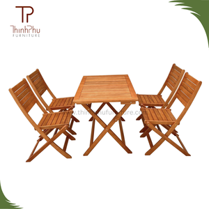 Juego de Muebles de Comedor de Madera Maciza Ecológicos y Contemporáneos para Exteriores, Mesas y Sillas para Restaurante, Cafetería, Jardín, Sala de Estar - Product Image 2