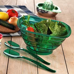 Ensemble d'ustensiles élégants et écologiques en cristal (polystyrène) antidérapants, adaptés aux aliments, durables - Bol à salade, cuillère de service, passe au lave-vaisselle - Product Image 3