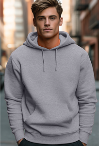 Heavy-Weight 360-400 GSM Cotton Polyester Hoodie Solid Kangaroo Pocket Eco-Friendly Custom Logo Print for Winter Casual Wear - Product Image 5