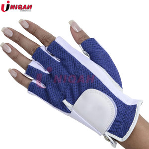 Guante de Golf transpirable para mujer, azul real, blanco, mano izquierda, medio Solar, 1/2 dedos, tecnología infundida de cobre, cuero hecho para deportes - Product Image 2