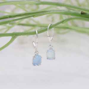 Boucles d'oreilles personnalisées pour femmes en argent sterling 925 aigue-marine pierres précieuses boucles d'oreilles piercing fin pour femmes - Product Image 5