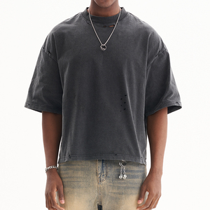 Camiseta desgastada de calle alta para hombres Y2k, camiseta de manga corta de gran tamaño, camisetas góticas Vintage para mujeres, ropa informal estilo Hip Hop, camisetas de algodón - Product Image 6