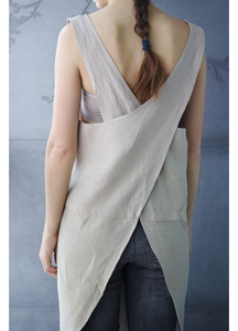 Tablier de cuisine en lin unisexe avec poches, personnalisable avec logo imprimé, couleur unie, pour chef cuisinier, jardinage - Product Image 6