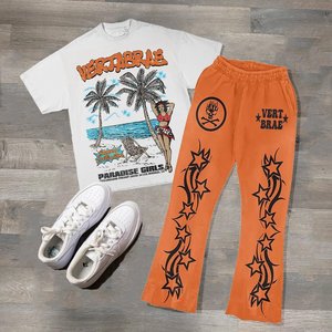 Ensemble de survêtement en tissu éponge pour homme et femme, sweat-shirt en coton texturé, pantalon de jogging, tenue décontractée de plage, vêtements de détente - Product Image 3