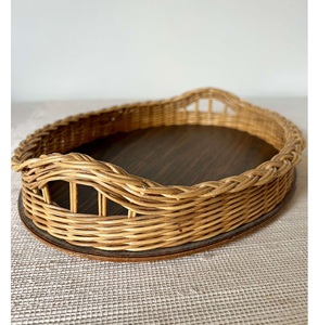 Vente en gros Plateau de service rond en rotin pratique pour usage domestique Fruits Noix Panier de rangement tissé décoratif - Product Image 4