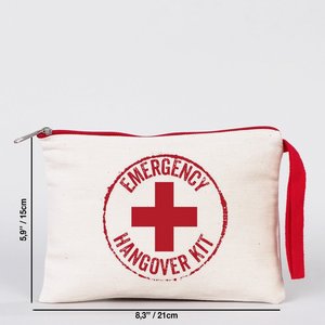 Pochette cosmétique en coton rouge à fermeture éclair, grande trousse de maquillage de voyage, personnalisable, style anglais, poignée souple, douceur, 8x6 pouces - Product Image 5
