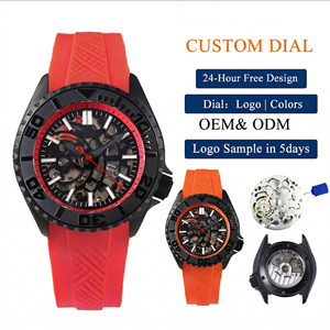 Fournisseur de montres mécaniques squelette personnalisées avec logo OEM, mouvement automatique NH70, 40 mm, acier inoxydable, saphir, bracelet en caoutchouc pour homme - Product Image 1