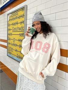 Sudaderas con capucha gráficas de gran tamaño para mujer Y2k flor bordado número estampado pulóver Sudadera con capucha Unisex moda diseño personalizado 2025 - Product Image 4