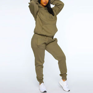 Ropa de calle vintage personalizada, conjunto de 2 piezas, sudaderas con capucha transpirables, chándal de peso pesado con estampado de felpa, patrón sólido de invierno, venta al por mayor - Product Image 1