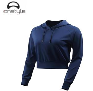 Onstyle Sports mujer Sudadera con capucha recortada cremallera en la parte delantera casual moda Sudadera con capucha longitud corta ropa de manga larga - Product Image 1