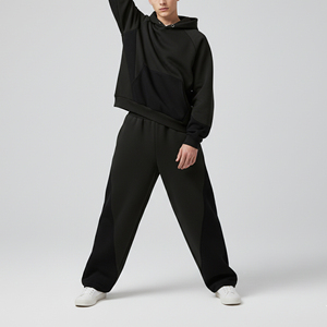 High Quality Hip Hop Style <b>Oversized</b> Pullover Hoodie & Baggy <b>Jogger</b> Set Heavyweight 100% Cotton Solid Color Tracksuit For Man - Product Image 6