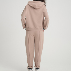 OEM personalizado invierno 100% conjunto de algodón de las mujeres de algodón de gran tamaño sólido de color personalizado transpirable todo el precio de venta chándales de las mujeres OEM - Product Image 3