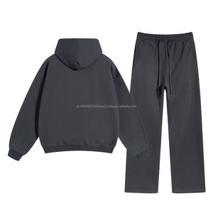 Ensemble de survêtement et de pantalon de jogging surdimensionné en molleton français vintage délavé à l'acide, coton épais personnalisé 430GSM, vente chaude - Product Image 5