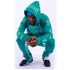 Top más vendido último diseño de alta calidad al por mayor precio personalizable Puff estampado pesado GSM hombres chándales - Product Image 5