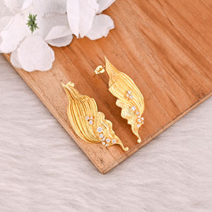 ต่างหูทองเหลืองชุบทองสีเหลืองดีไซน์เนอร์ต่างหูทองเหลือง CZ สีขาวต่างหูแฟชั่นเครื่องประดับสำหรับเจ้าสาวของขวัญเครื่องประดับต่างหู Boho - Product Image 3