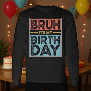 Maglietta a maniche lunghe per festeggiare il compleanno, t-shirt unisex per adulti con scollo rotondo, top grafico festivo per feste - Product Image 3