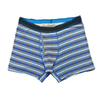 Boxer Briefs Homme Grande Taille Bleu Ciel Respirant Taille Mi-Haute Design Personnalisé Rayé 100% Coton Écologique Sans Couture Marque Privée