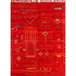 Alfombra de Lana con Patrón Geométrico Nuray, Rosa y Morado, Anudada a Mano, para Decoración de Sala de Estar, Paem-702 - Product Image 1