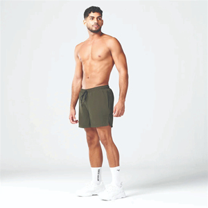 Lightweight Moisture Wicking Fabric Khaki Essential 5 Inch Shorts with Contour Side Panels and Inner <b>Mesh</b> <b>Pants</b> - Product Image 4
