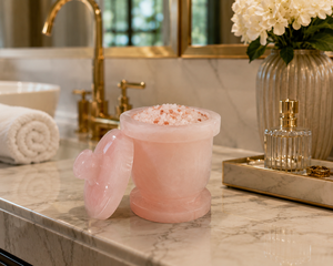 Pink Rose Quartz Handmade Non-Toxic Mediterranean Design Flip Top Lid Food <b>Storage</b> Jar <b>Kitchen</b> Canister - Product Image 4