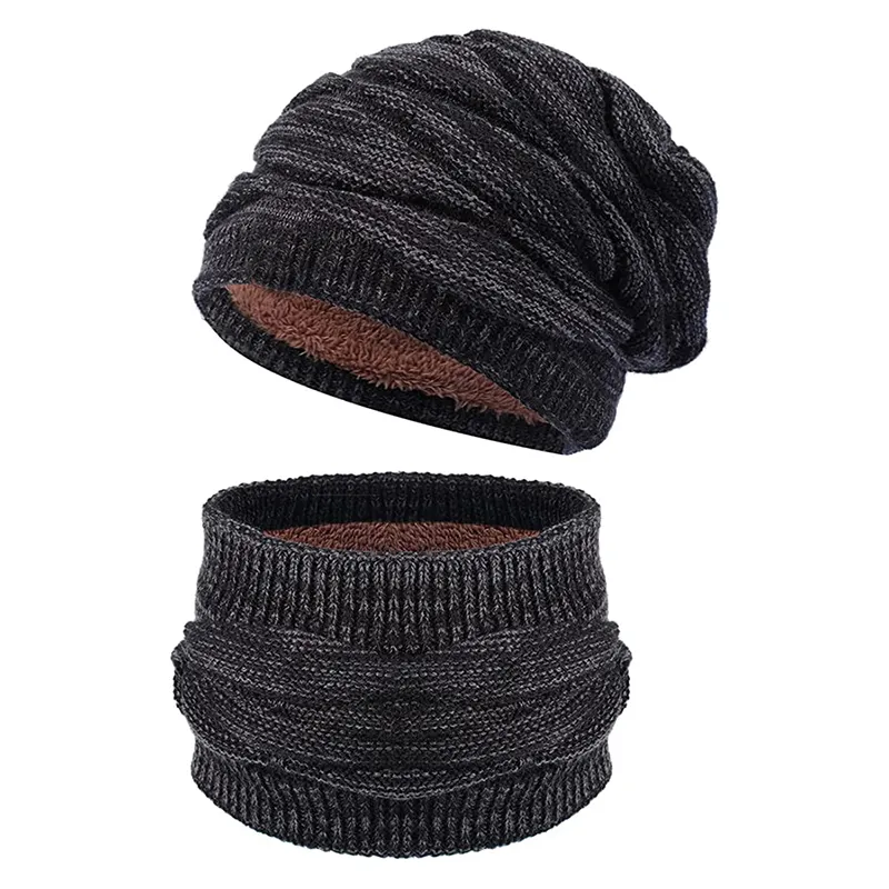 새로운 겨울 비니 모자 & 스카프 beanies 따뜻한 니트 비니 모자 남성 여성 케이블 니트 시계 모자 & 목 각반 스카프