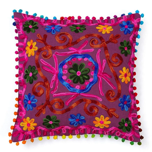 Fundas De Almohada hechas a mano de lana Floral multicolor, funda de cojín Vintage indio bordado, funda de almohada Hippie bohemio para fiesta en casa - Product Image 1