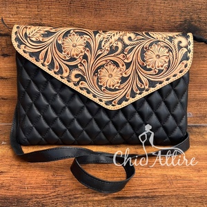 New Arrival Hand Tooled Genuine Leather Crossbody Bag Women Luxury Diamond Lattice Quilted Shoulder Bag Envelope Square Handbag - Product Image 1
