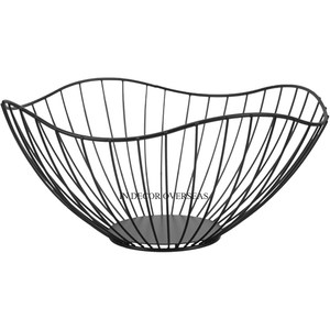 Panier de stockage de fruits et de pain en métal robuste enduit de poudre de couleur blanche avec un support de concepteur unique plaqué or de haute qualité - Product Image 2