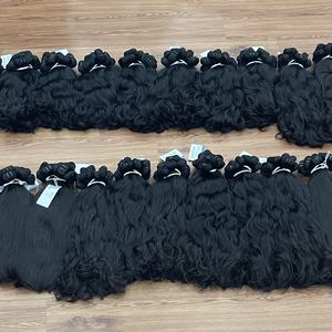 Extensiones de cabello crudo vietnamita de lujo, máquina de textura recta y ondulada, cabello de doble trama, color negro natural - Product Image 6