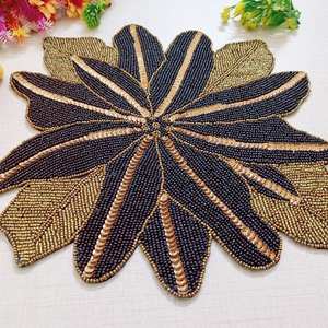 Beaded <b>Placemat</b> Handmade <b>Round</b> Charger for Luxury Dining & Holiday Decor Unique Piece Handmade Beaded, <b>Placemat</b>, Housewarming - Product Image 3