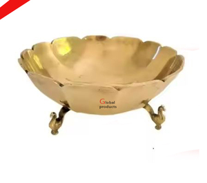 Bol de service de forme ronde en métal doré de qualité standard avec pied design support pour hôtel restaurant et bar - Product Image 4