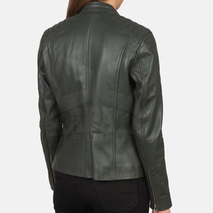 Veste d'hiver pour femme en cuir de vache véritable, coupe-vent, écologique, col montant, grande taille, respirante, idéale pour l'extérieur - Product Image 2