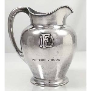 Pichet à bière et à vin poli et argenté de qualité supérieure en acier inoxydable de qualité supérieure avec poignée design unique plaquée or d'Inde - Product Image 5