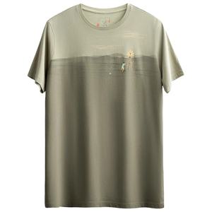 เสื้อยืดคอกลมสำหรับผู้ชายผ้าฝ้าย100% พิมพ์ลายออกแบบได้ตามต้องการเสื้อยืดแขนสั้นระบายอากาศได้แบบลำลองมีขน - Product Image 4