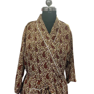 Botik imprimé femmes léger longueur au sol taille naturelle imprimé fleuri soie Kimono Robe tenue décontractée lavable - Product Image 1