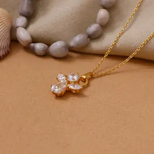 Women's Trendy 18K Gold Plating Angel Pendant Necklace with Cubic Zircon Diamond Pearl for Engagement 100% Rose Gold Material - Product Image 2