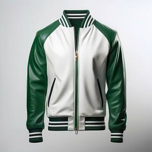 Custom Men's Wool & Real Leather Varsity <b>Jacket</b> | <b>Black</b> with Personalized Embroidery Logos Chicago <b>Jackets</b> for Man - Product Image 4